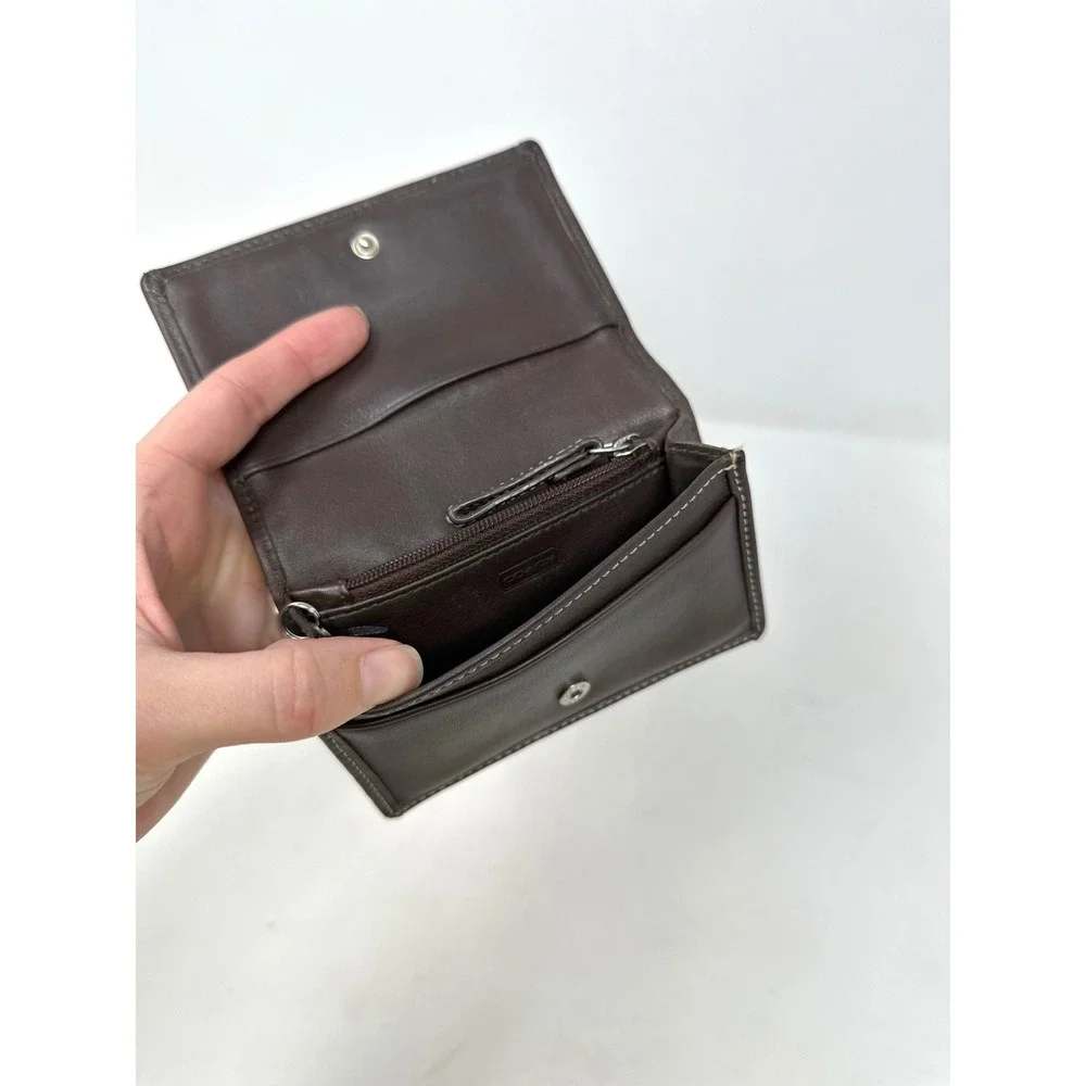 Vintage Coach Compact Bifold Leather Wallet Brown